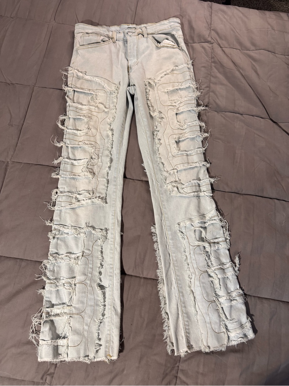 Fashion Nova Light Wash Distressed Flare Jeans